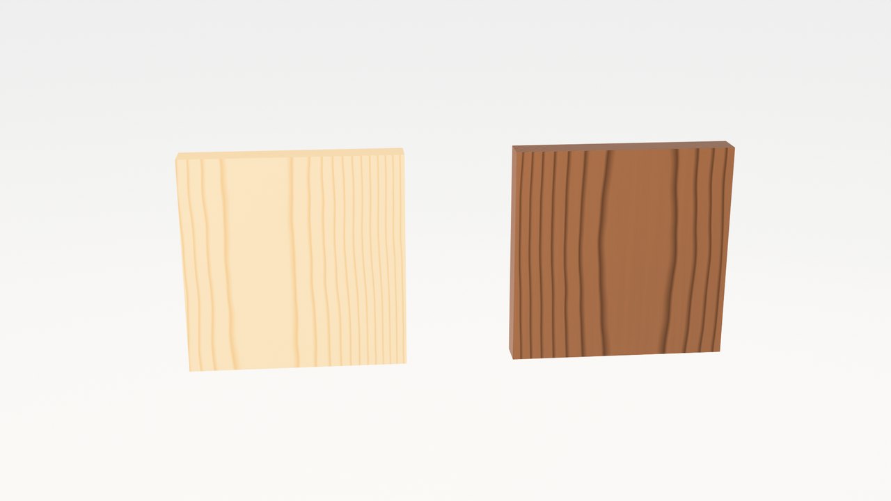 Two boards before cutting: a pale maple tail board and a dark walnut pin board